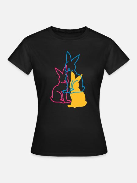 drei Hasen - Frauen T-Shirt - Schwarz