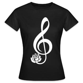 Clé de sol blanche en fleur - T-shirt Femme - noir - Devant - AI Model Female 172 dark (172cm)