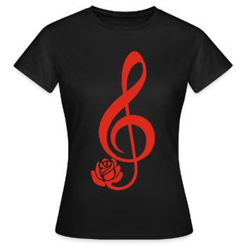 Clé de sol rouge en fleur - T-shirt Femme - noir - Devant - AI Model Female 172 dark (172cm)