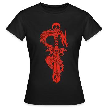 Le dragon rouge et l'épée - T-shirt Femme - noir - Devant - AI Model Female 172 dark (172cm)