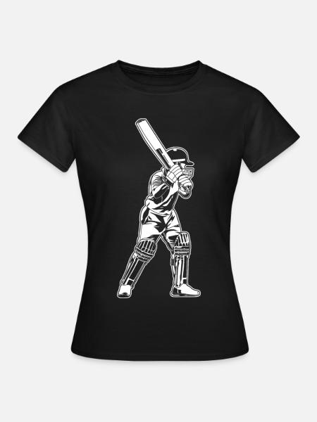 Kricket Batter Skizze - Frauen T-Shirt - Schwarz
