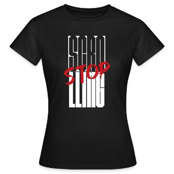 Stop Scrolling Typography design - Women's T-Shirt - black - Front - AI Model Female 172 dark (172cm)
