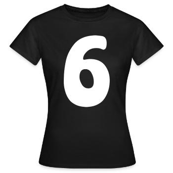 Sechs: Minimalistische Ziffer 6 | Sechster - Frauen T-Shirt - Schwarz - Vorne - AI Model Female 172 dark (172cm)