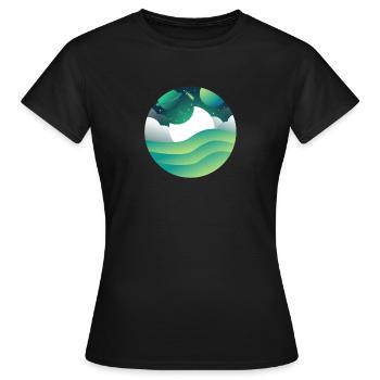 Paysage avec mer, lune et planètes - T-shirt Femme - noir - Devant - AI Model Female 172 dark (172cm)