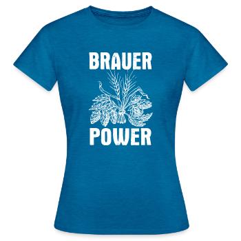 Brauer Power - Frauen T-Shirt - Antikblaues Saphir meliert - Vorne - AI Model Female 172 dark (172cm)