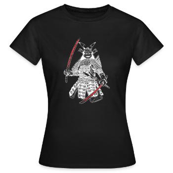 Combat à l'épée katana du guerrier samouraï japonais. - T-shirt Femme - noir - Devant - AI Model Female 172 dark (172cm)