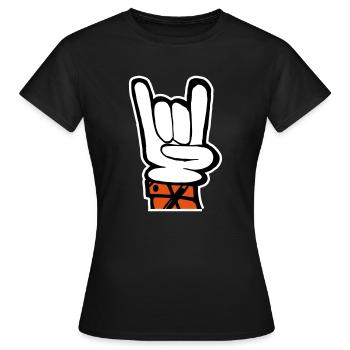 Hand Rock Pommesgabel - Frauen T-Shirt - Schwarz - Vorne - AI Model Female 172 dark (172cm)