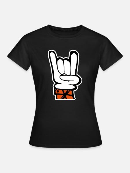 Hand Rock Pommesgabel - Frauen T-Shirt - Schwarz