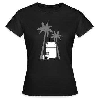 Caméra valise palme - T-shirt Femme - noir - Devant - AI Model Female 172 dark (172cm)