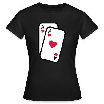 Cartes as de coeur cartes à jouer poker - T-shirt Femme - noir - Devant - AI Model Female 172 dark (172cm)