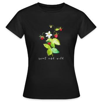 Walderdbeere süß und wild - Frauen T-Shirt - Schwarz - Vorne - AI Model Female 172 dark (172cm)