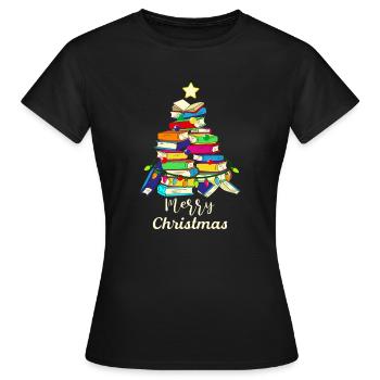 Weihnachtsbaum buchen Frohe Weihnachten - Frauen T-Shirt - Schwarz - Vorne - AI Model Female 172 dark (172cm)