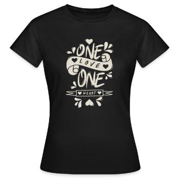 One Love One Heart - Women's T-Shirt - black - Front - AI Model Female 172 dark (172cm)
