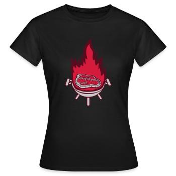 Grillsaison Feuer Steak saftig - Frauen T-Shirt - Schwarz - Vorne - AI Model Female 172 dark (172cm)