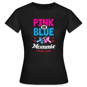 Maman rose ou bleue vous aime Gender Reveal Party - T-shirt Femme - noir - Devant - AI Model Female 172 dark (172cm)