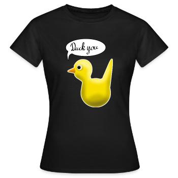 duck you Ente Quietscheente Badetier Humor funny - Frauen T-Shirt - Schwarz - Vorne - AI Model Female 172 dark (172cm)
