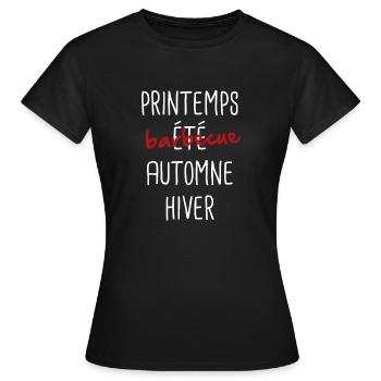 Saison du Barbecue - T-shirt Femme - noir - Devant - AI Model Female 172 dark (172cm)