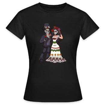 Couple de crânes de sucre - T-shirt Femme - noir - Devant - AI Model Female 172 dark (172cm)