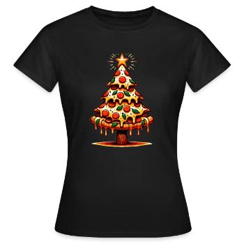 Pizza Christmas Tree - Women's T-Shirt - black - Front - AI Model Female 172 dark (172cm)
