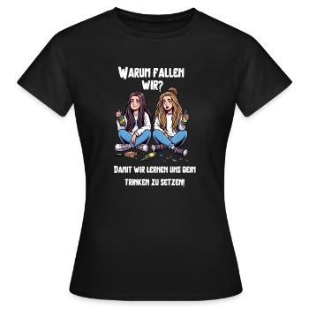 Freundinnen Mädels Trinkspruch - Frauen T-Shirt - Schwarz - Vorne - AI Model Female 172 dark (172cm)