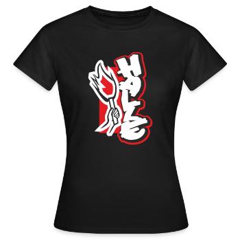 Halle Saale - Frauen T-Shirt - Schwarz - Vorne - AI Model Female 172 dark (172cm)