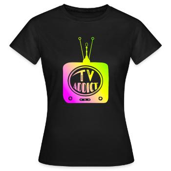 TV Addict - Women's T-Shirt - black - Front - AI Model Female 172 dark (172cm)