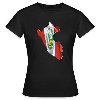 Peru flag in the map of Peru - Women's T-Shirt - black - Front - AI Model Female 172 dark (172cm)