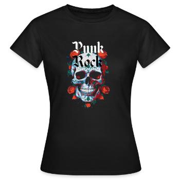 Punkrock Totenschädel - Frauen T-Shirt - Schwarz - Vorne - AI Model Female 172 dark (172cm)