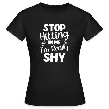 Arrêtez de me draguer, je suis timide - T-shirt Femme - noir - Devant - AI Model Female 172 dark (172cm)