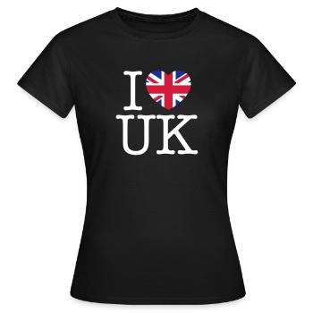 I love UK (Blanc) - T-shirt Femme - noir - Devant - AI Model Female 172 dark (172cm)