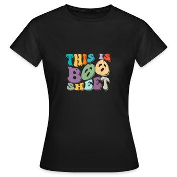 This is Boo Sheet - Women's T-Shirt - black - Front - AI Model Female 172 dark (172cm)