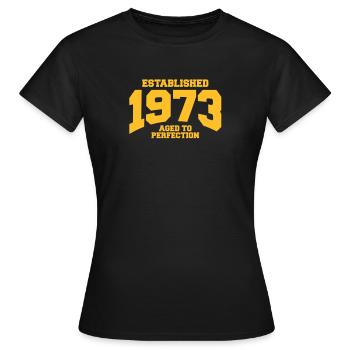 aged to perfection established 1973 (fr) - T-shirt Femme - noir - Devant - AI Model Female 172 dark (172cm)
