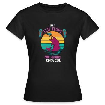 Ich bin ein Flip Flop und Fischer Mädchen - Frauen T-Shirt - Schwarz - Vorne - AI Model Female 172 dark (172cm)