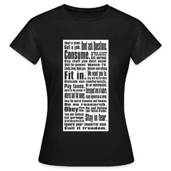 Obey a lot I Spruch Gesellschaftskritisch Denker - Frauen T-Shirt - Schwarz - Vorne - AI Model Female 172 dark (172cm)