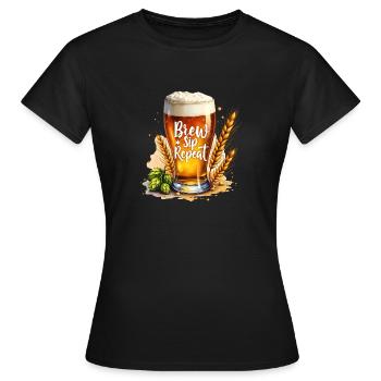 Brew Sip Repeat - Brew Drink Repeat - Women's T-Shirt - black - Front - AI Model Female 172 dark (172cm)
