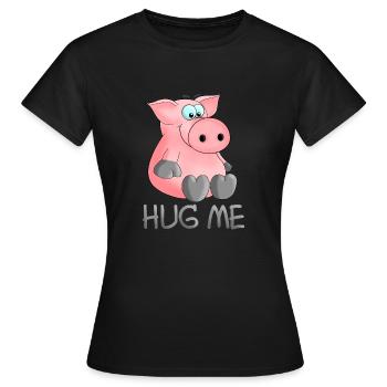 Umarmung - hug me pig - Frauen T-Shirt - Schwarz - Vorne - AI Model Female 172 dark (172cm)
