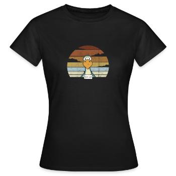 Comic Dodo Retro Sunset Funny Bird - T-shirt Femme - noir - Devant - AI Model Female 172 dark (172cm)