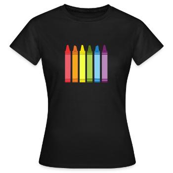 Bundstifte LGBT Gay Pride CSD Regenbogen - Frauen T-Shirt - Schwarz - Vorne - AI Model Female 172 dark (172cm)