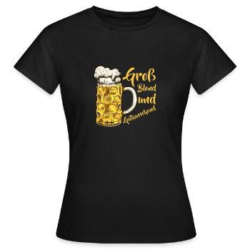 Groß Blond Gutaussehend Bier Weizenbier Alkohol - Frauen T-Shirt - Schwarz - Vorne - AI Model Female 172 dark (172cm)