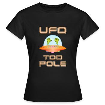 Ufo Todpoles - Têtards de l’espace dans l’OVNI - T-shirt Femme - noir - Devant - AI Model Female 172 dark (172cm)