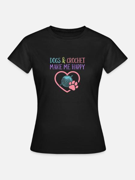 Hunde & Häkeln - Frauen T-Shirt - Schwarz