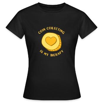 Pièces collecteurs de pièces Numismatique - T-shirt Femme - noir - Devant - AI Model Female 172 dark (172cm)