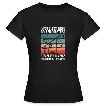 Roller Coaster Amusement Park Amusement Park - Women's T-Shirt - black - Front - AI Model Female 172 dark (172cm)