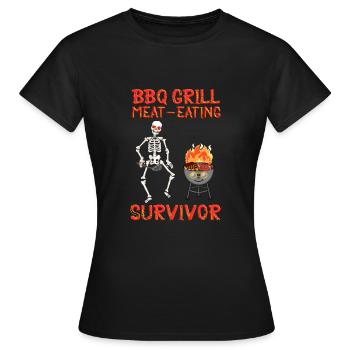 BBQ Grill Mangeur de viande Survivant Squelette - T-shirt Femme - noir - Devant - AI Model Female 172 dark (172cm)