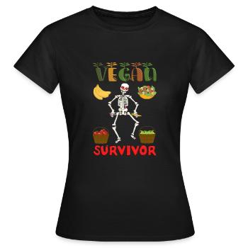 Fruits et légumes squelettes végétaliens survivants – Satire - T-shirt Femme - noir - Devant - AI Model Female 172 dark (172cm)