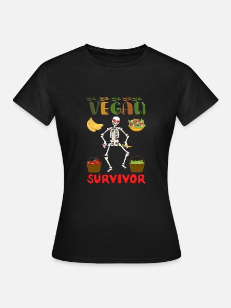 Vegan Surviving Skeleton Fruits & Vegetables – Satire - Women's T-Shirt - black