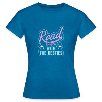 Road Trip - Frauen T-Shirt - Antikblaues Saphir meliert - Vorne - AI Model Female 172 dark (172cm)