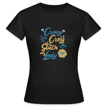 Cross Stitch Cross Stitch Embroidery - Women's T-Shirt - black - Front - AI Model Female 172 dark (172cm)