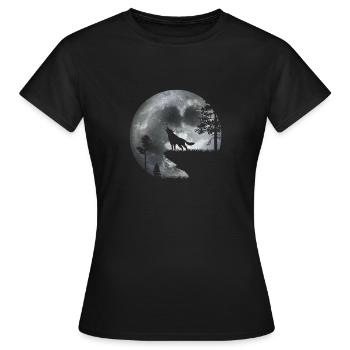 Loup au clair de lune - T-shirt Femme - noir - Devant - AI Model Female 172 dark (172cm)