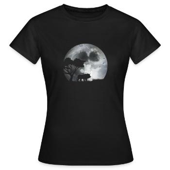 Lion au clair de lune - T-shirt Femme - noir - Devant - AI Model Female 172 dark (172cm)